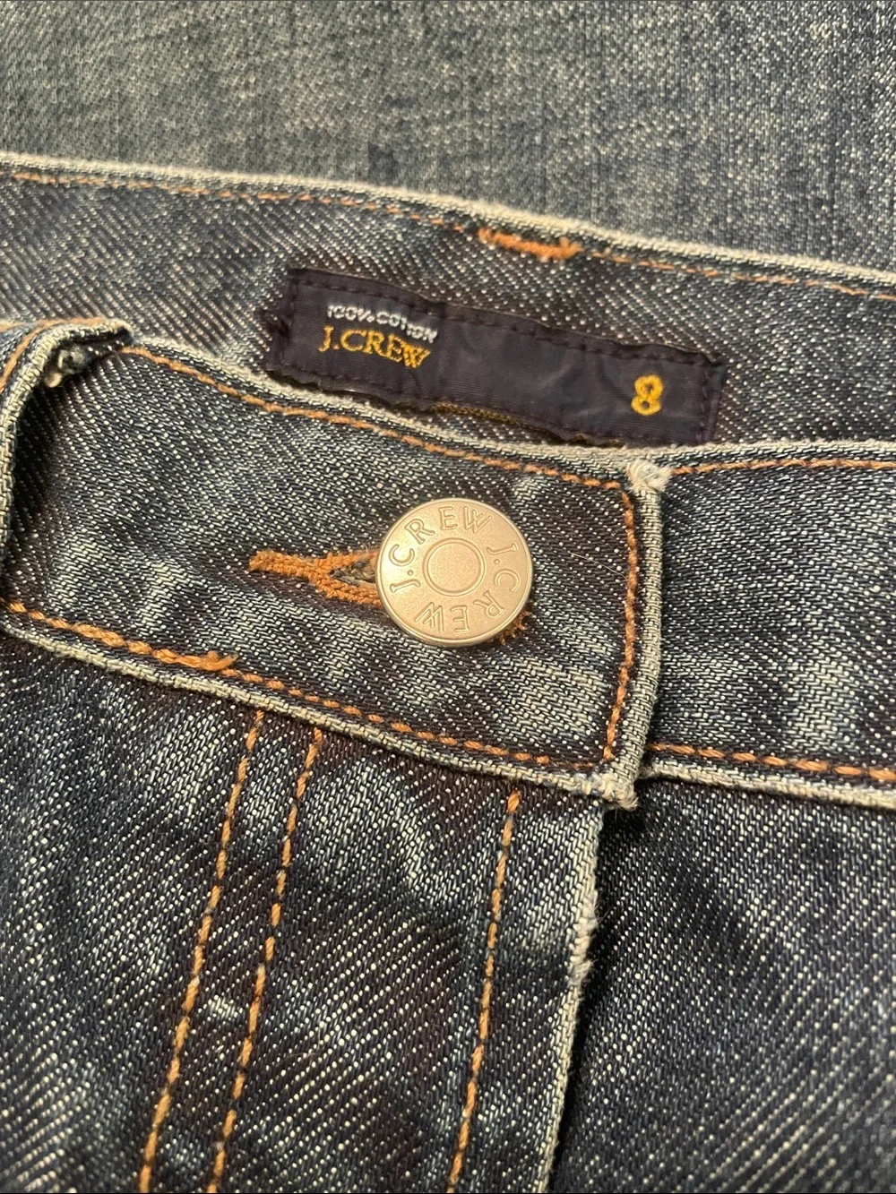 J. Crew High-Rise Dark Blue Denim Jeans with Silver Buttons C69